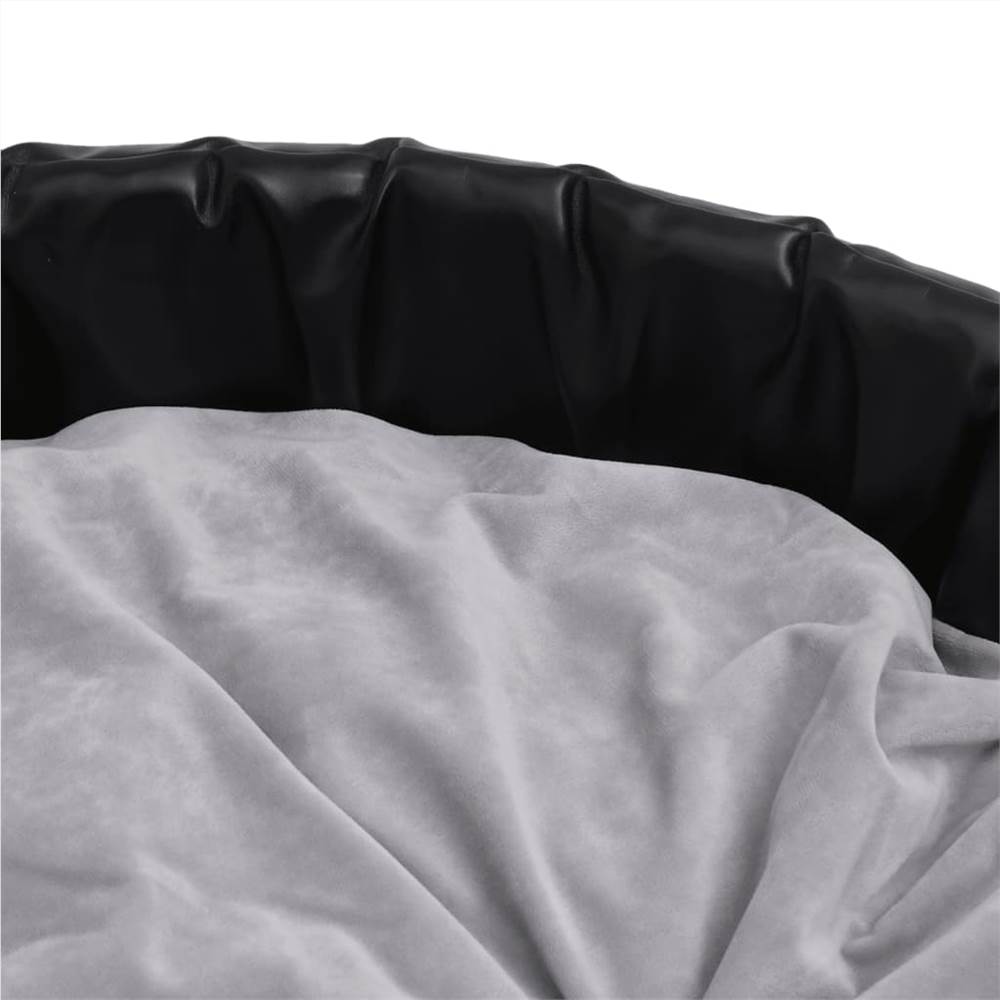 Dog Bed Black and Grey 69x59x19 cm Plush and Faux Leather