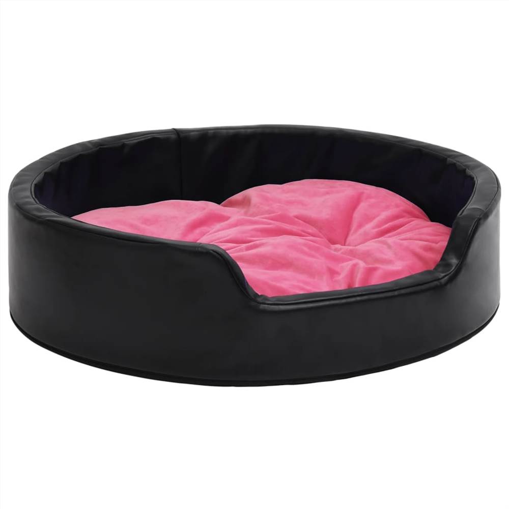 Dog Bed Black and Pink 79x70x19 cm Plush and Faux Leather