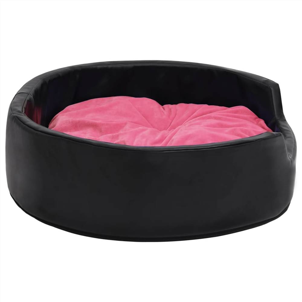 Dog Bed Black and Pink 79x70x19 cm Plush and Faux Leather