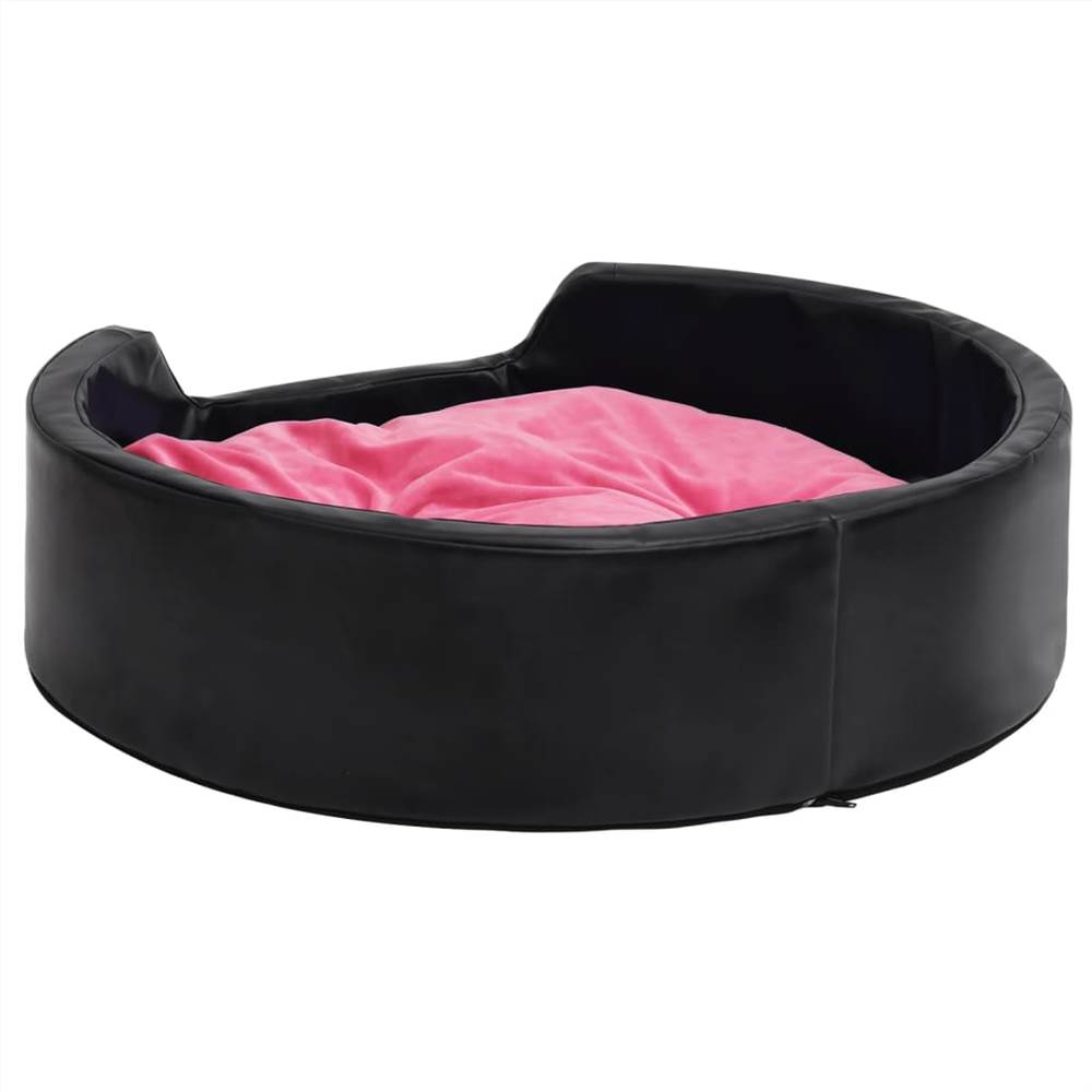 Dog Bed Black and Pink 79x70x19 cm Plush and Faux Leather