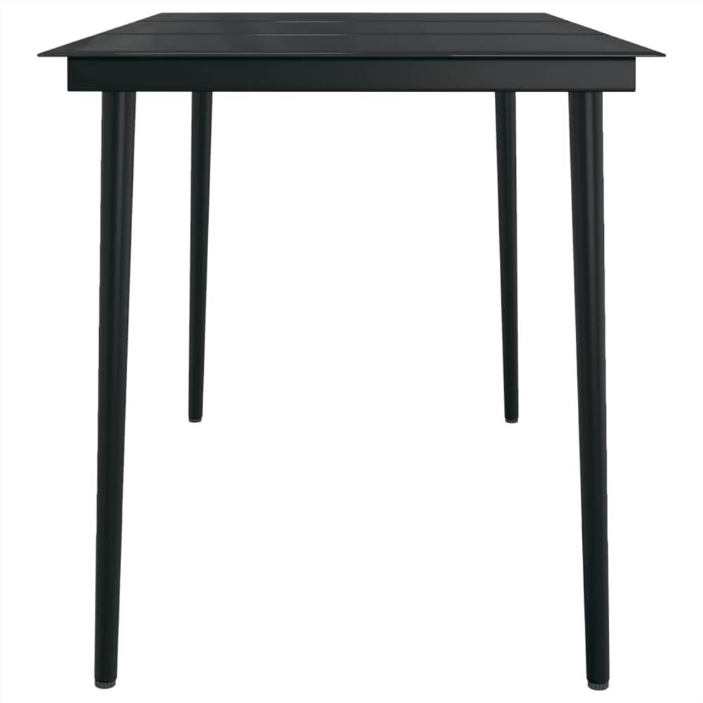 Garden Dining Table Black 140x70x74 cm Steel and Glass