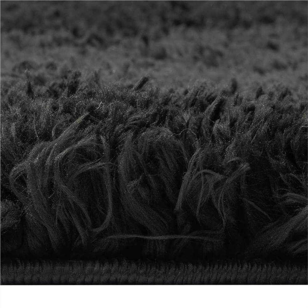 High Pile Shaggy Rug Black 140x200 cm 50 mm