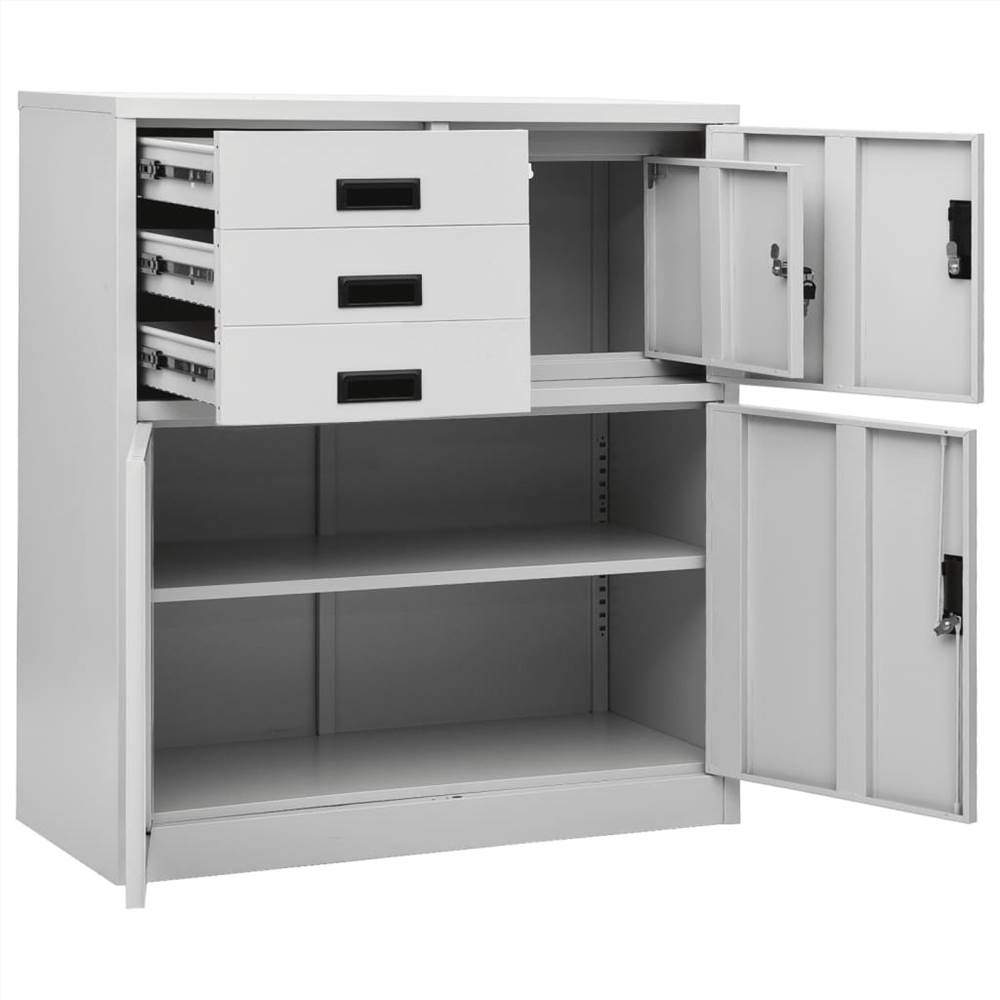 Office Cabinet with Planter Box Light Grey 90x40x125 cm Steel