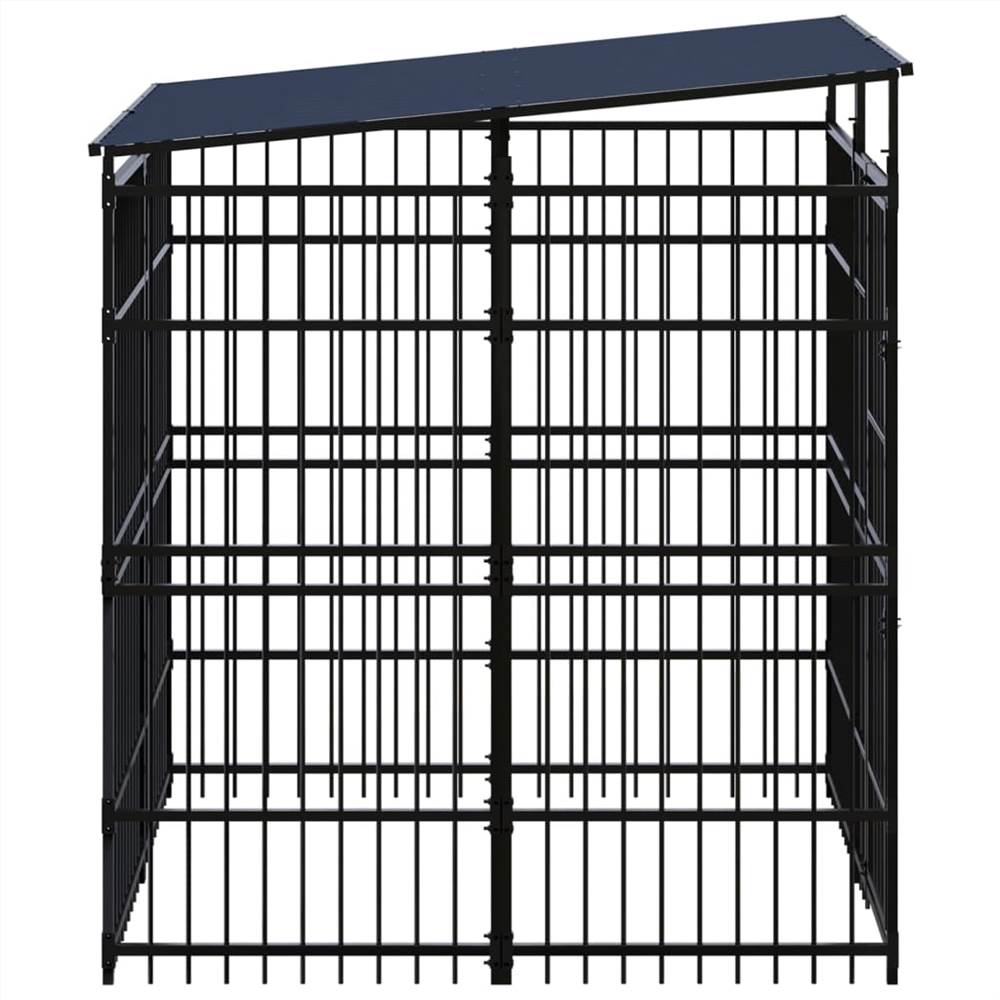Outdoor Dog Kennel with Roof Steel 3.69 m²