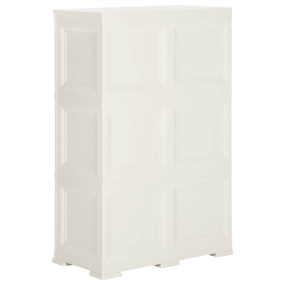 Plastic Cabinet 79x43x125 cm Wood Design White