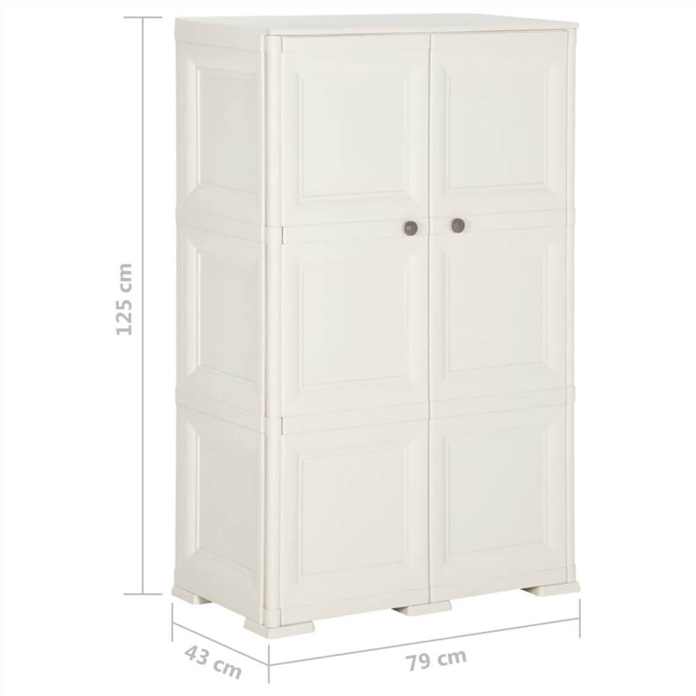 Plastic Cabinet 79x43x125 cm Wood Design White
