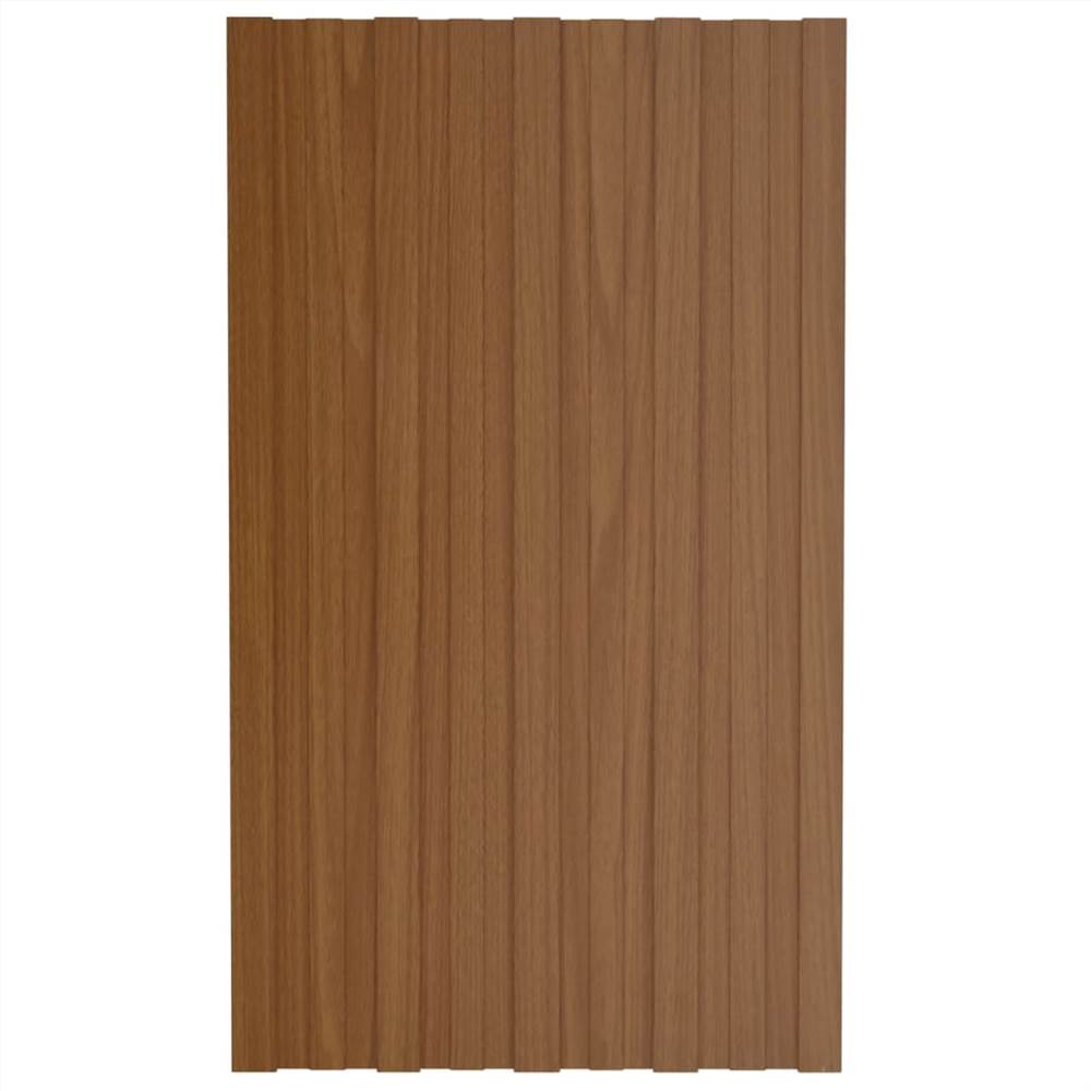 Roof Panels 12 pcs Galvanised Steel Brown 80x45 cm