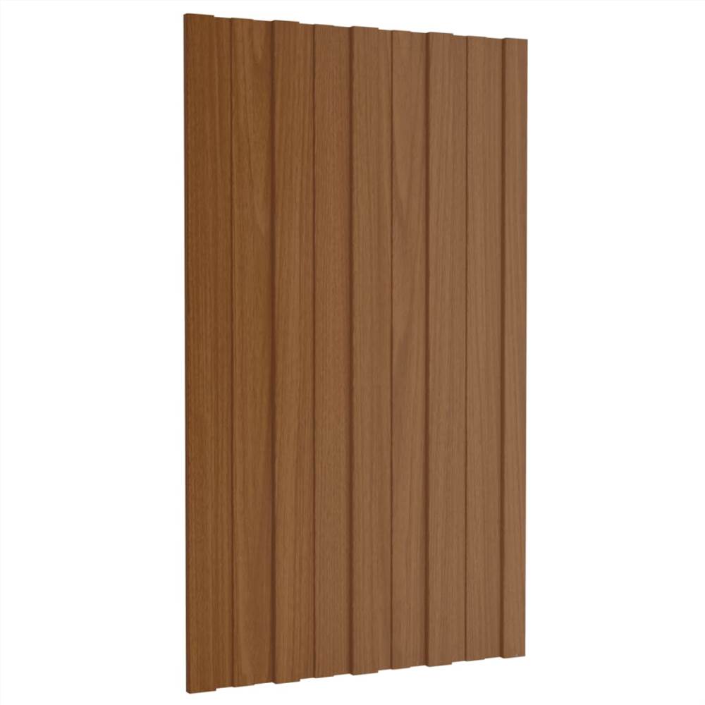 Roof Panels 12 pcs Galvanised Steel Brown 80x45 cm