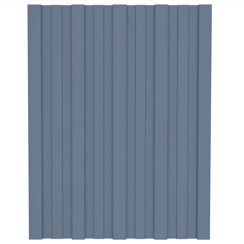 Roof Panels 12 pcs Galvanised Steel Grey 60x45 cm