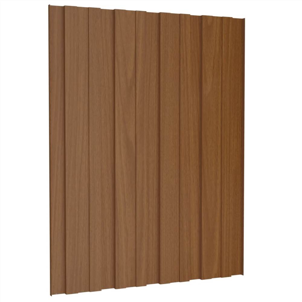 Roof Panels 36 pcs Galvanised Steel Brown 60x45 cm