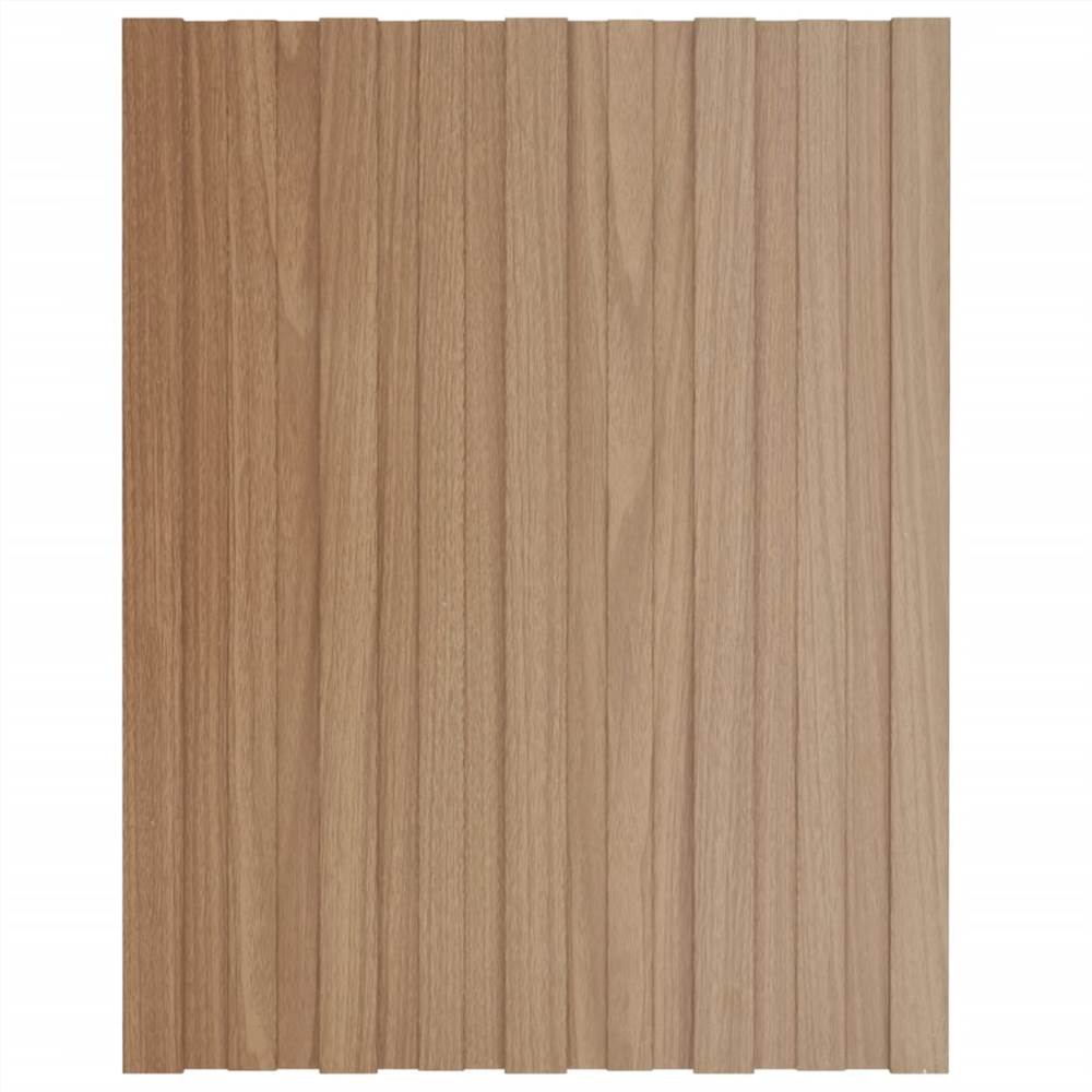 Roof Panels 36 pcs Galvanised Steel Light Wood 60x45 cm