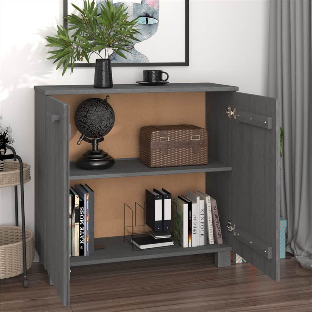 Sideboard Dark Grey 85x35x80 cm Solid Wood Pine