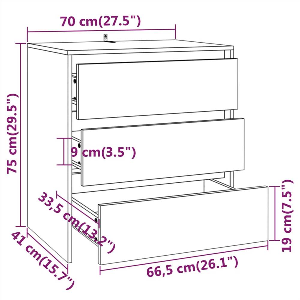 Sideboard Grey Sonoma 70x41x75 cm Chipboard
