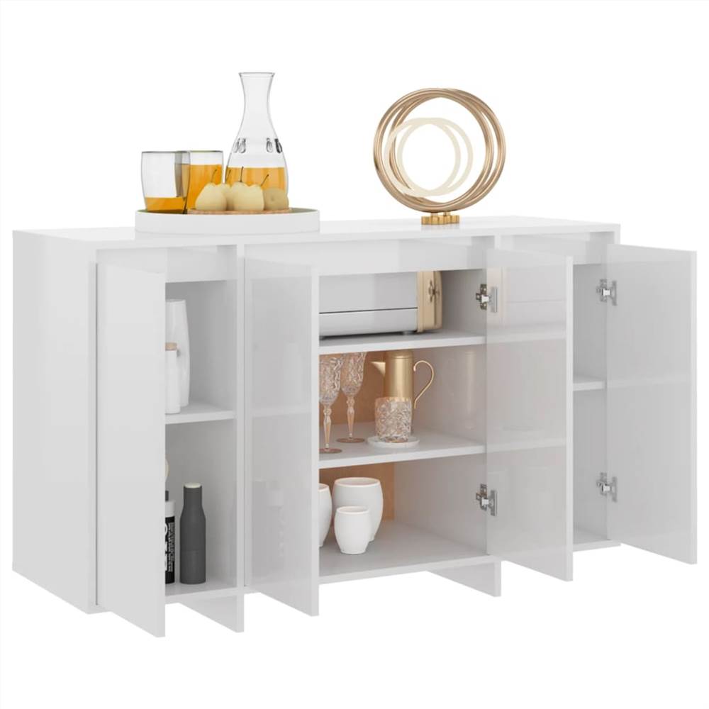 Sideboard High Gloss White 120x41x75 cm Chipboard