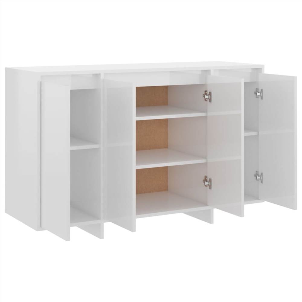 Sideboard High Gloss White 120x41x75 cm Chipboard