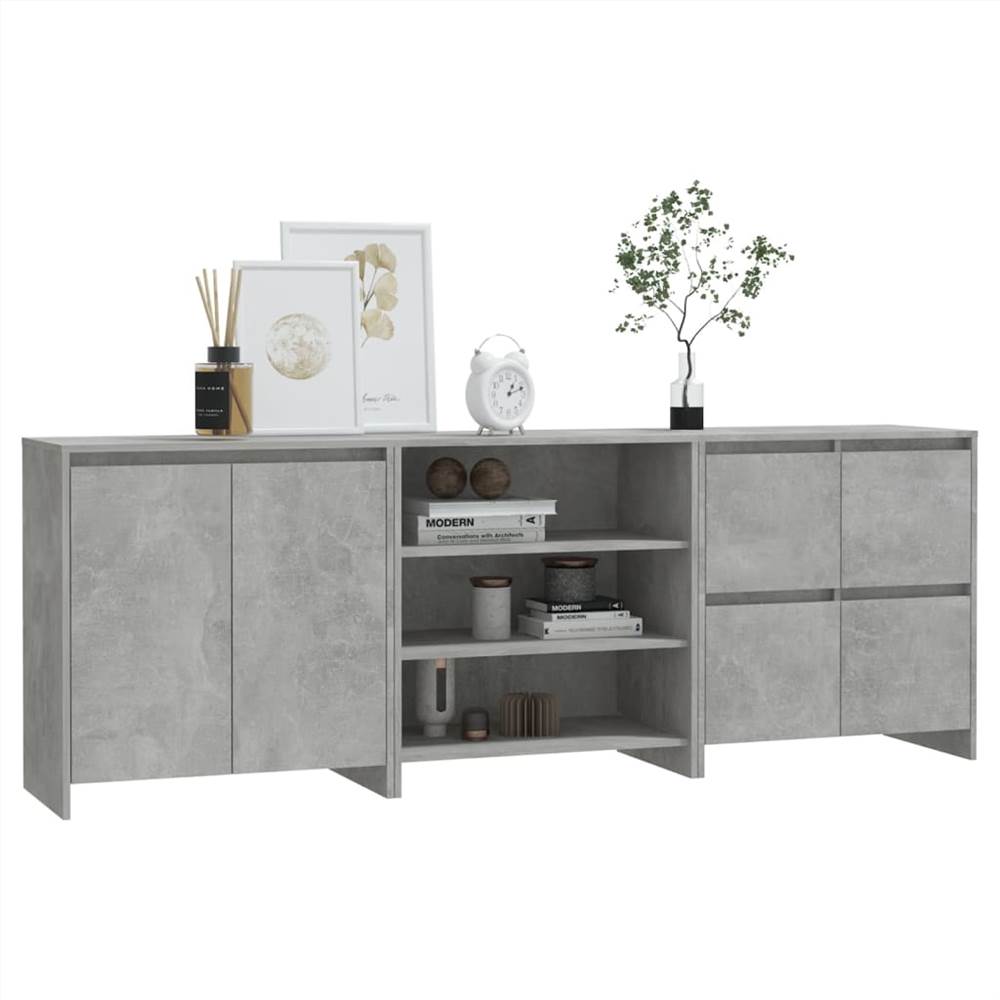 Piece Sideboard Concrete Grey Engineered Wood