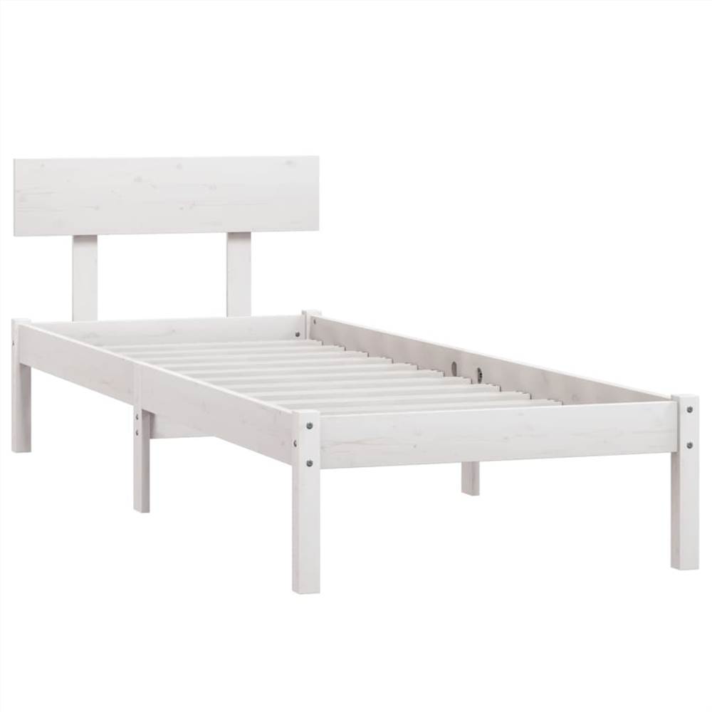 Bed Frame White Solid Wood Pine 90x200 cm Single