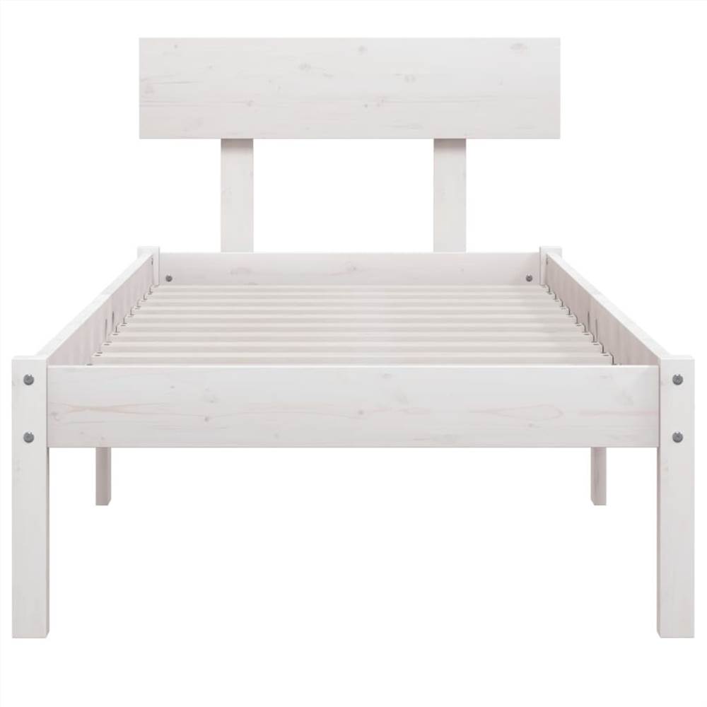 Bed Frame White Solid Wood Pine 90x200 cm Single