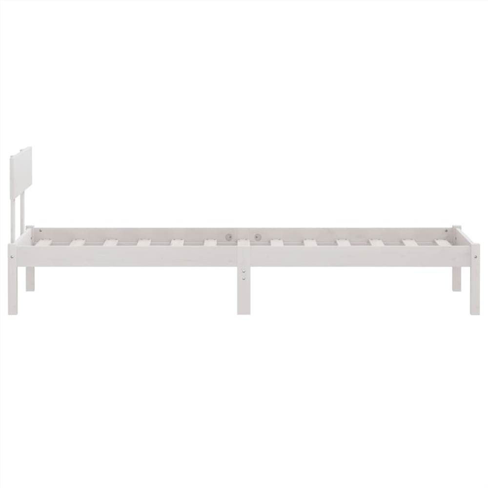 Bed Frame White Solid Wood Pine 90x200 cm Single