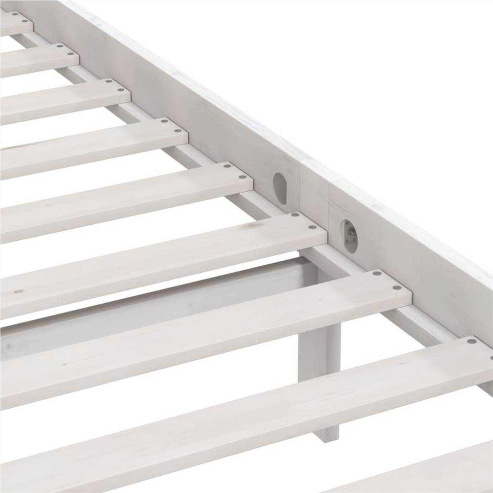 Bed Frame White Solid Wood Pine 90x200 cm Single