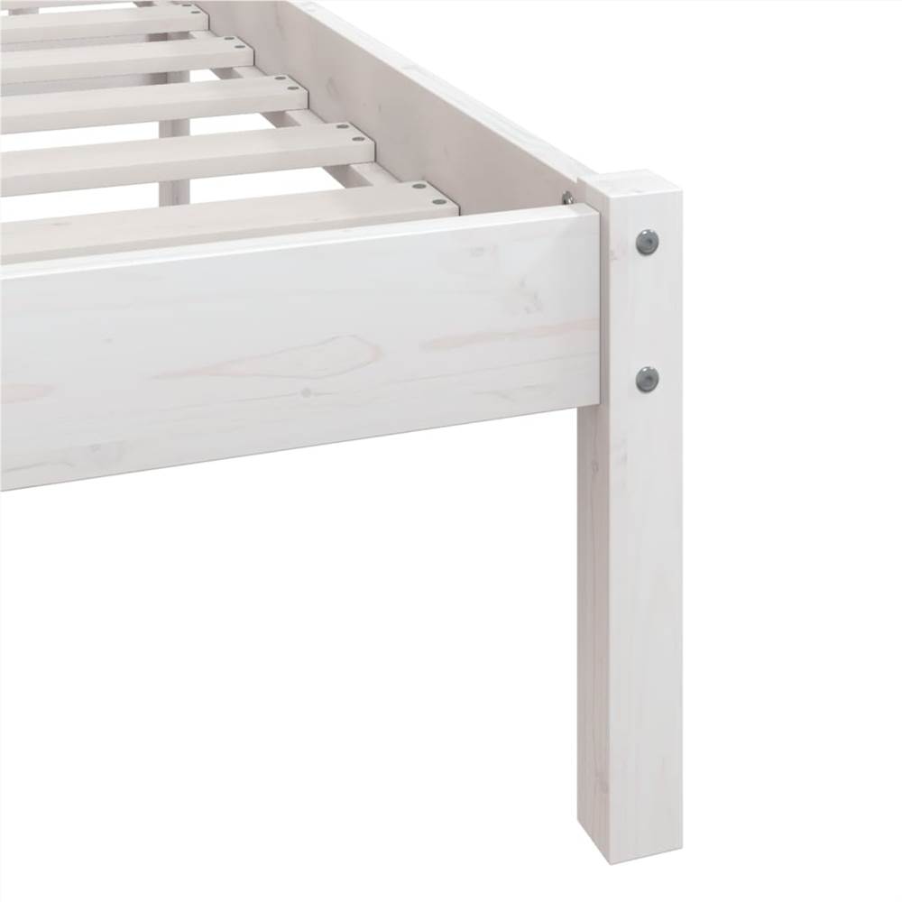 Bed Frame White Solid Wood Pine 90x200 cm Single