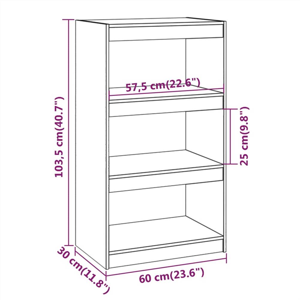 Book Cabinet/Room Divider 60x30x103.5 cm Solid Wood Pine