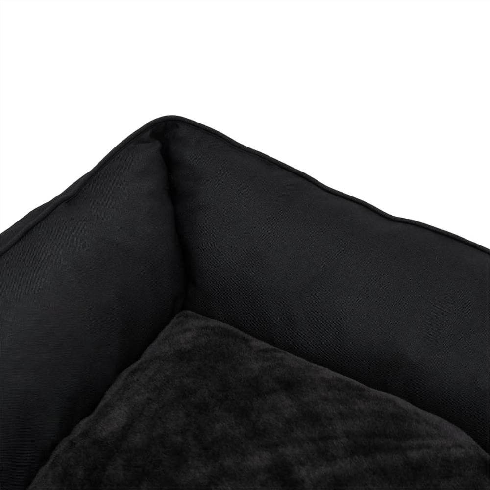 Dog Bed Black 110.5x80.5x26 cm Linen Look Fleece