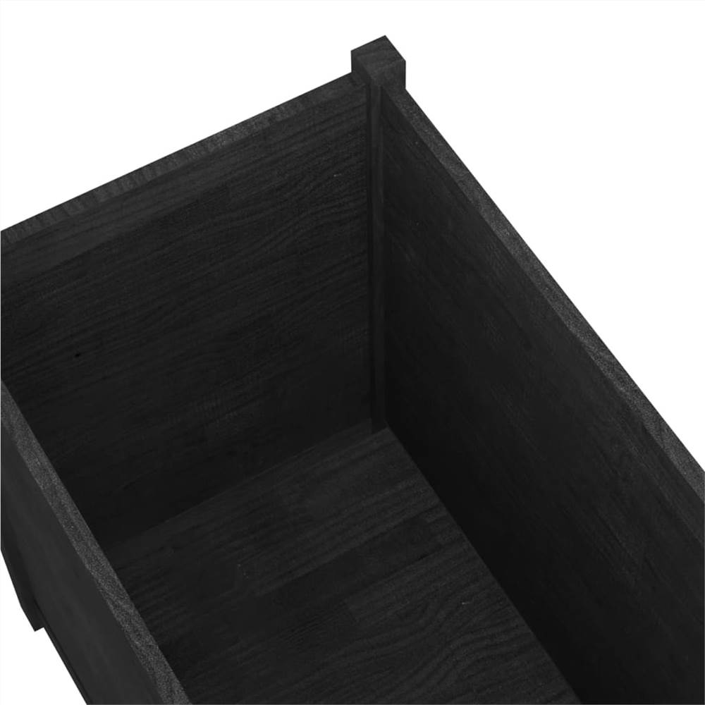 Garden Planter Black 200x50x70 cm Solid Pinewood
