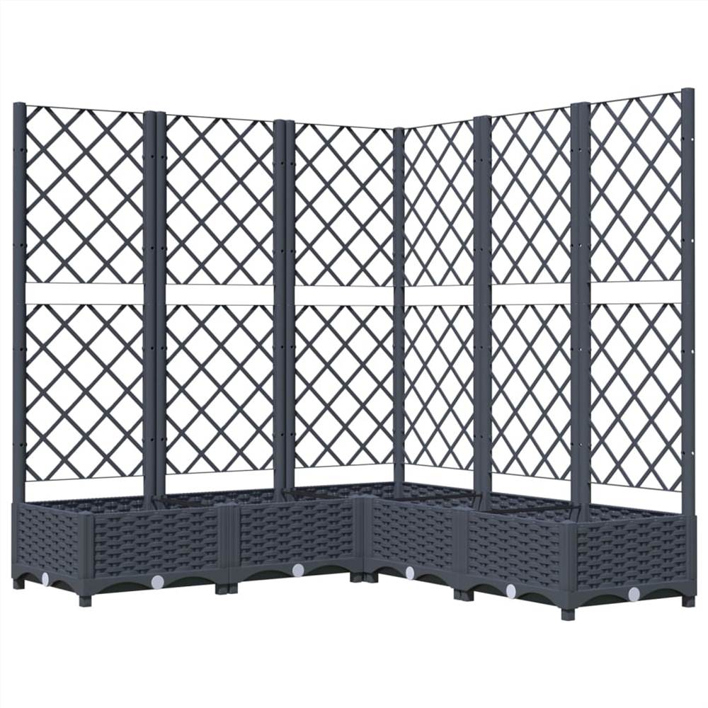 Garden Planter with Trellis Dark Grey 120x120x121.5 cm PP