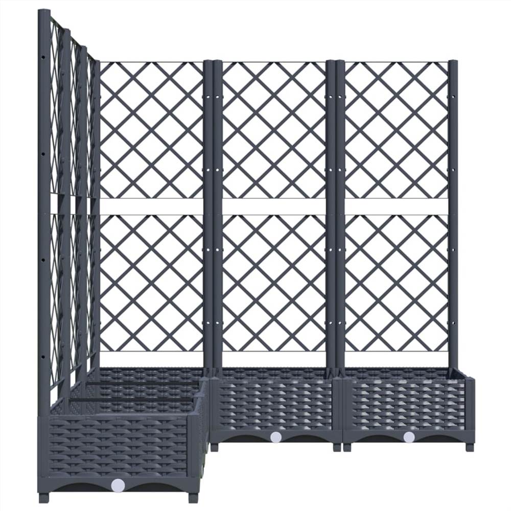 Garden Planter with Trellis Dark Grey 120x120x121.5 cm PP