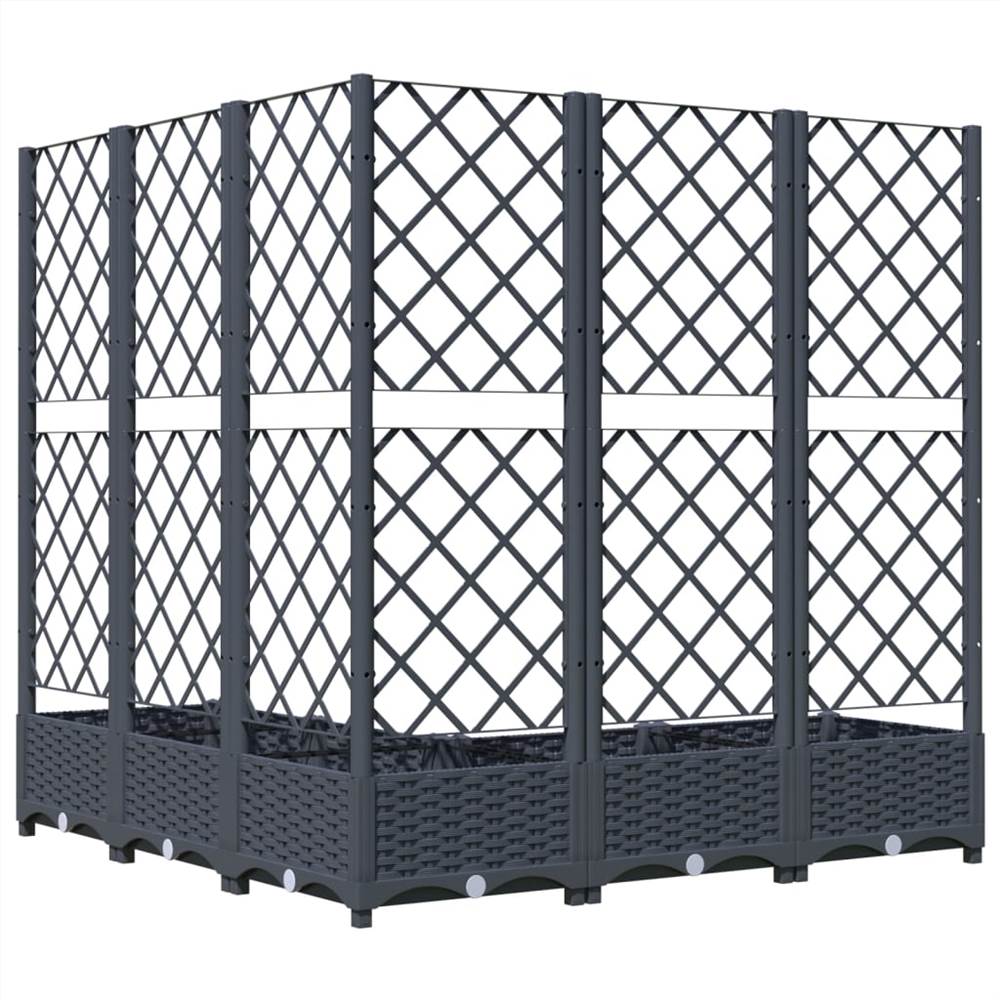Garden Planter with Trellis Dark Grey 120x120x121.5 cm PP