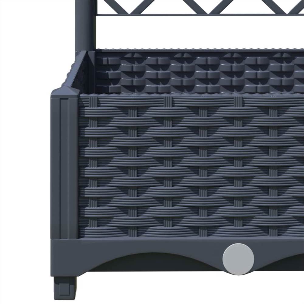 Garden Planter with Trellis Dark Grey 120x120x121.5 cm PP