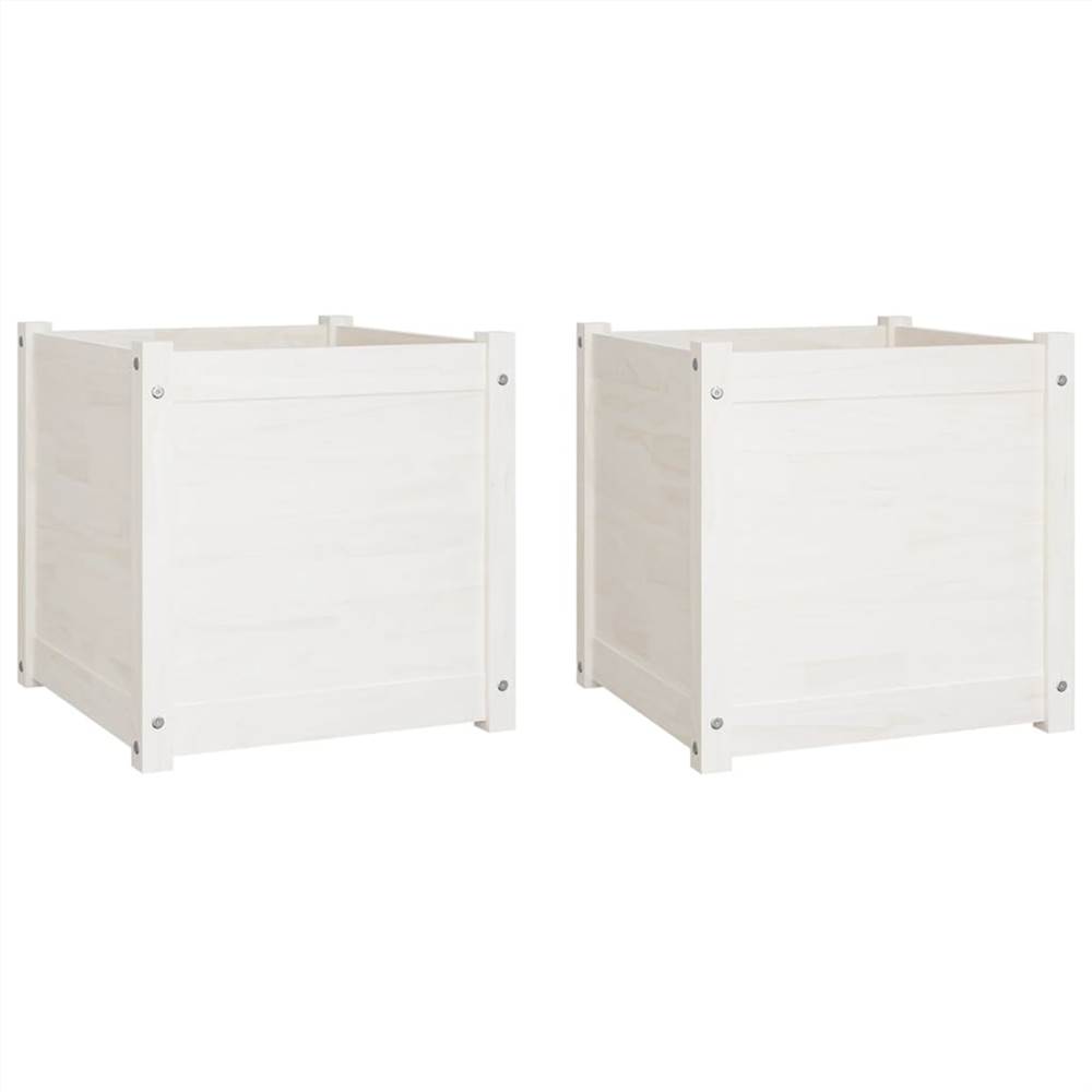 Garden Planters 2 pcs White 50x50x50 cm Solid Pinewood