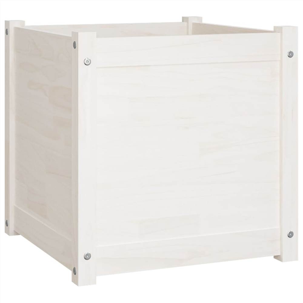 Garden Planters 2 pcs White 50x50x50 cm Solid Pinewood