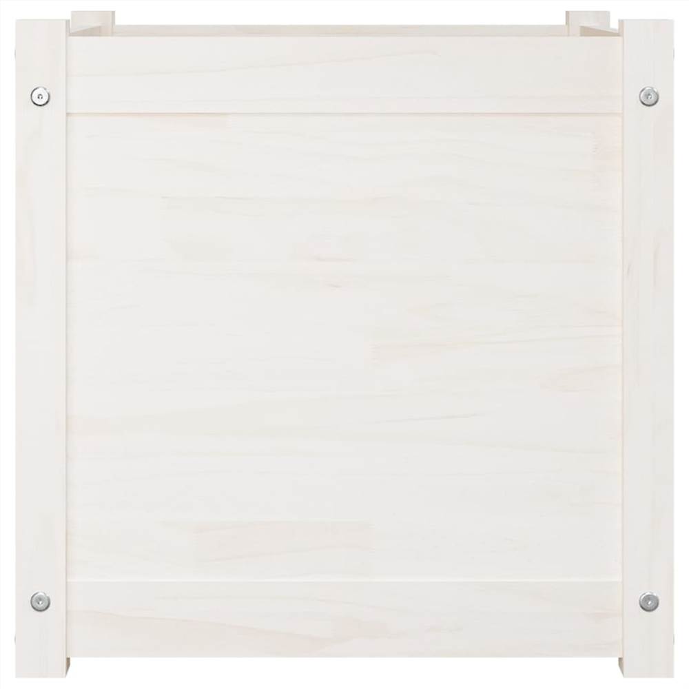 Garden Planters 2 pcs White 50x50x50 cm Solid Pinewood
