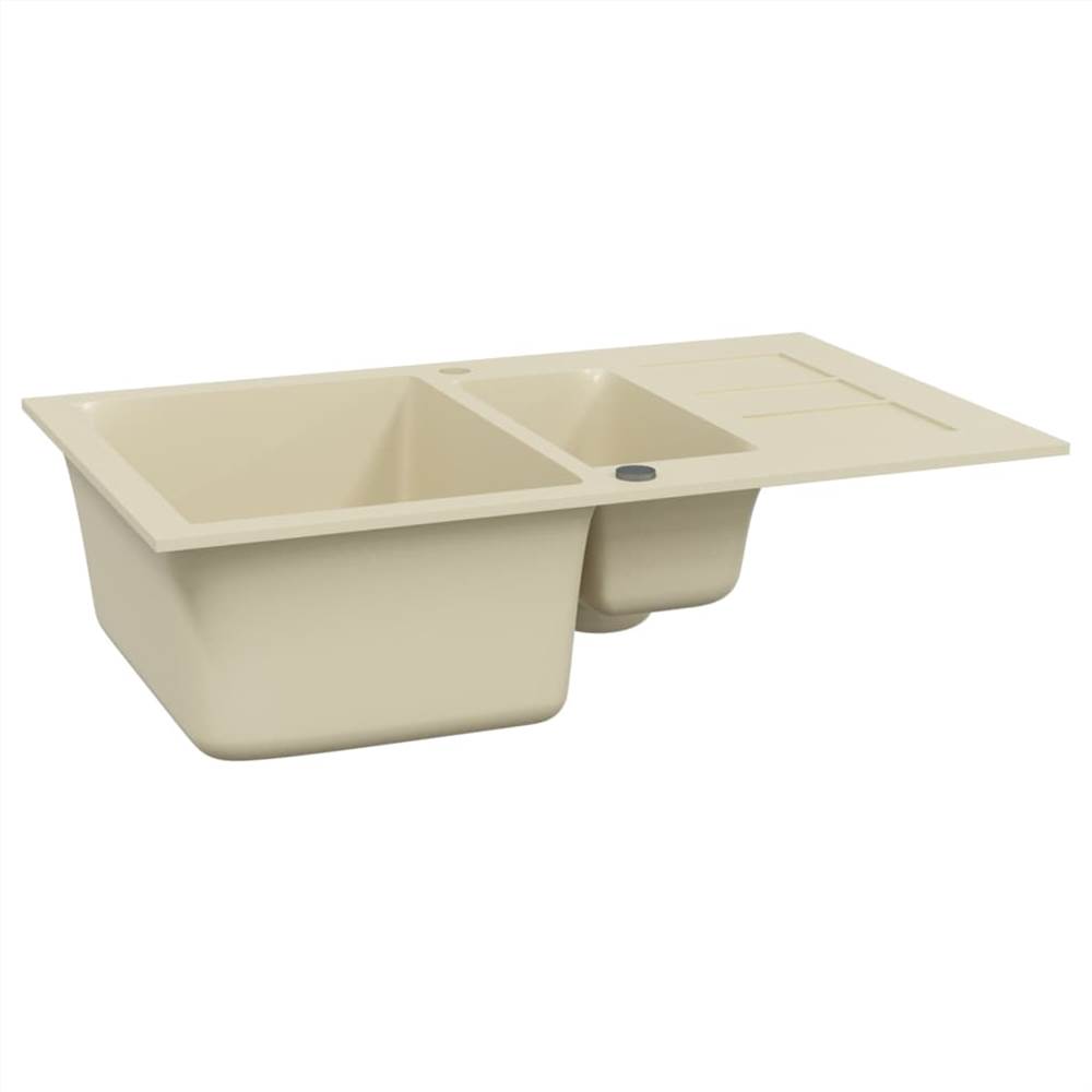 Granite Kitchen Sink Double Basins Beige