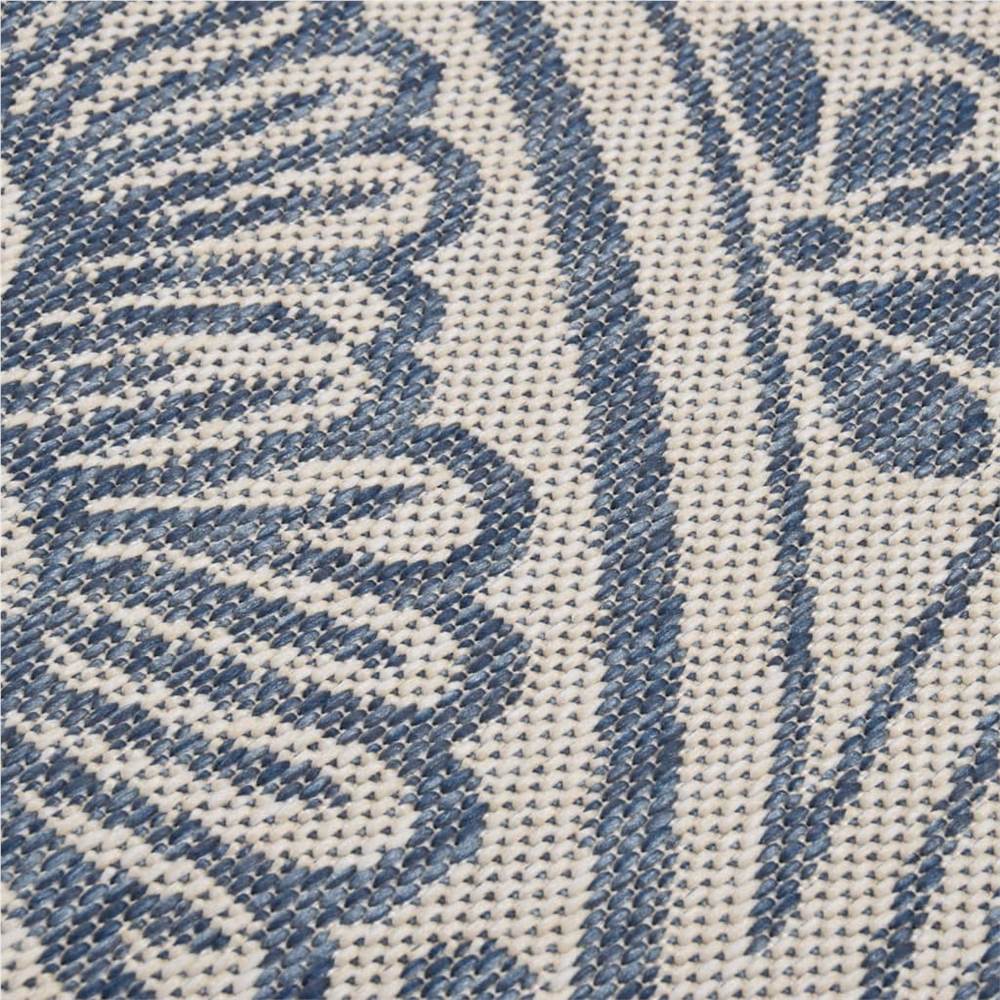 Outdoor Flatweave Rug 160x230 cm Blue Pattern