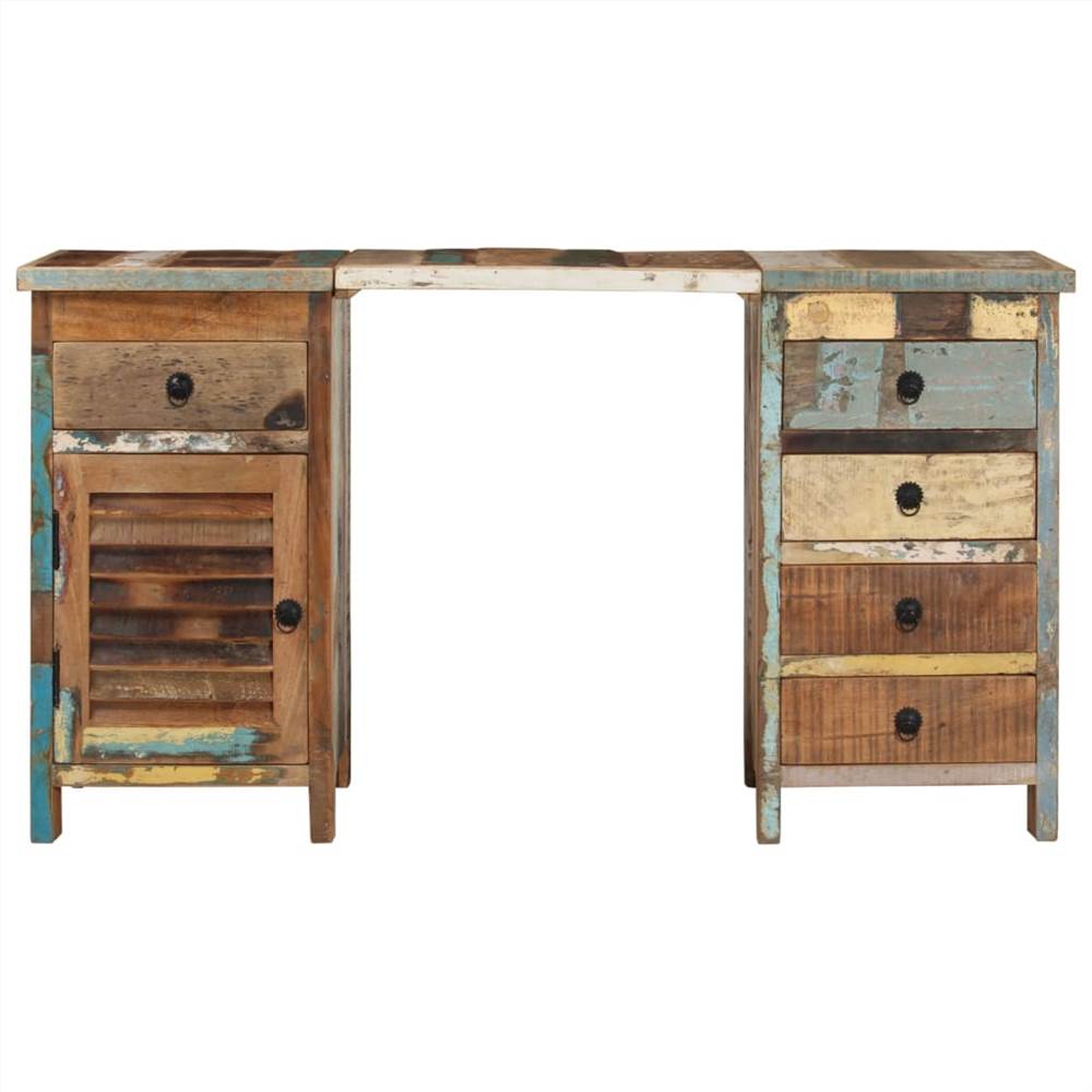 Pedestal Desk Solid Wood Reclaimed 140x50x77 cm