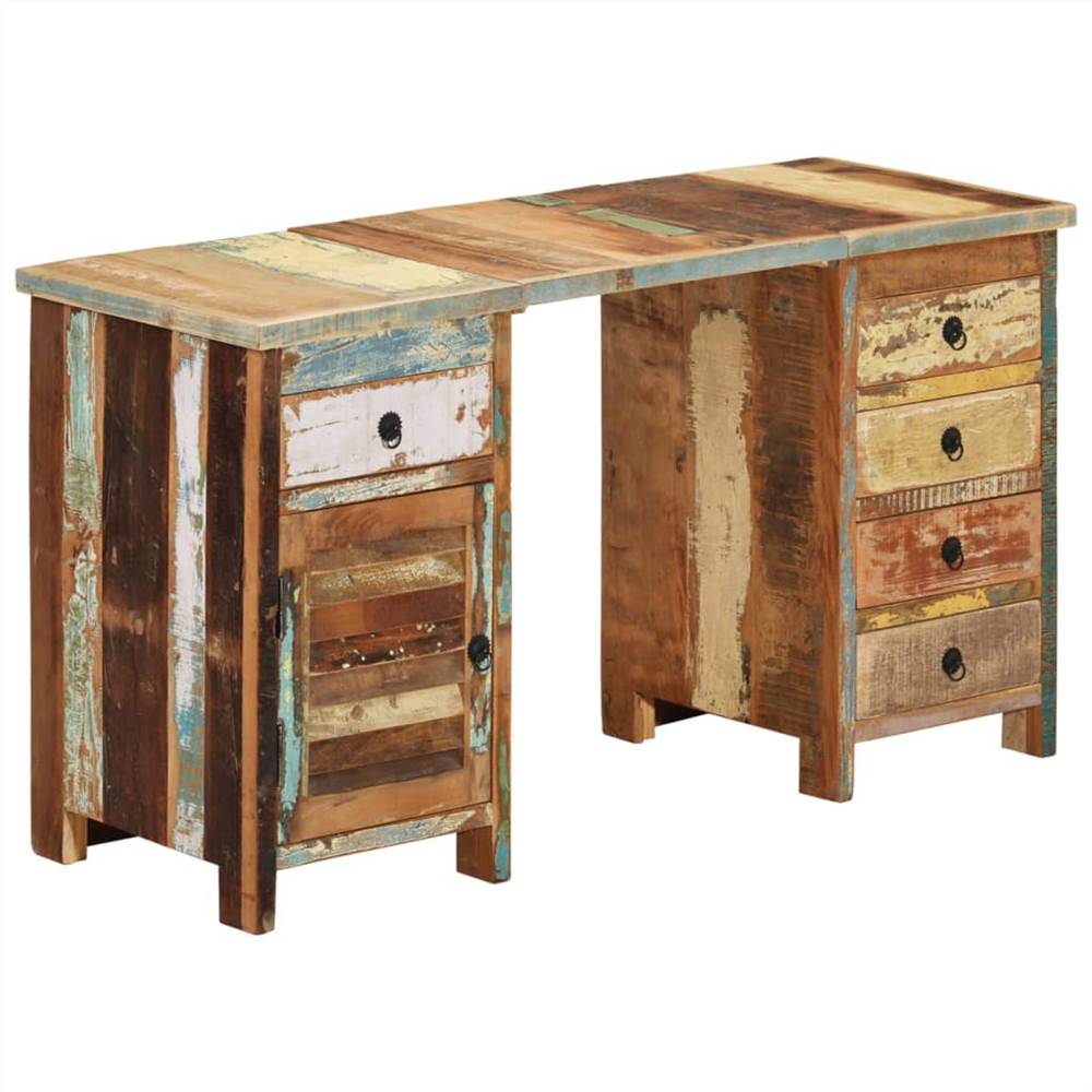 Pedestal Desk Solid Wood Reclaimed 140x50x77 cm