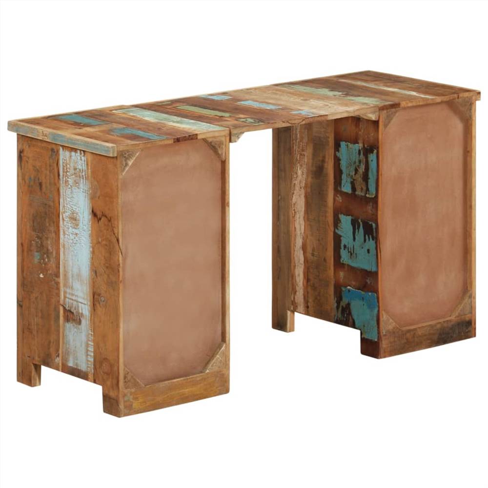 Pedestal Desk Solid Wood Reclaimed 140x50x77 cm