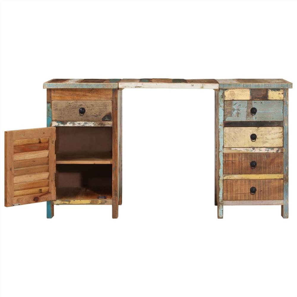 Pedestal Desk Solid Wood Reclaimed 140x50x77 cm