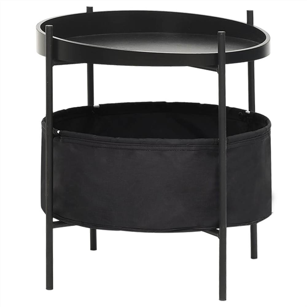 Side Table with Basket 40x40x45.5 cm Black