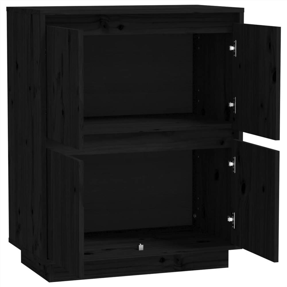 Sideboard Black 60x34x75 cm Solid Wood Pine