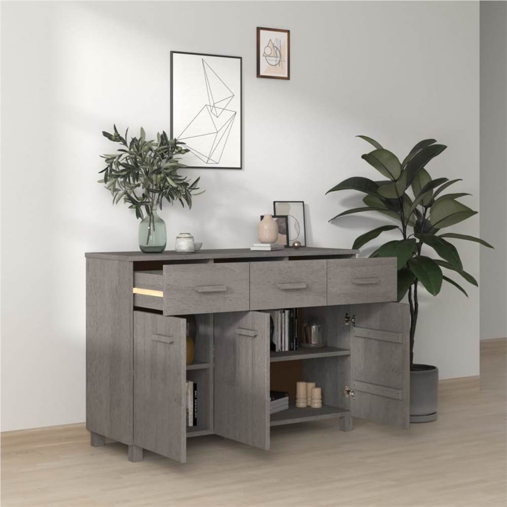 Sideboard Light Grey 113x40x80 cm Solid Wood Pine