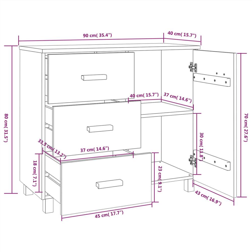 Sideboard Light Grey 90x40x80 cm Solid Pinewood