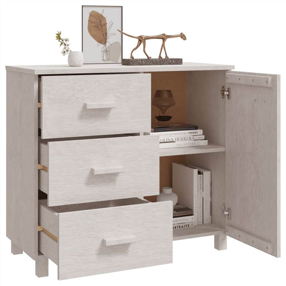 Sideboard White 90x40x80 cm Solid Pinewood