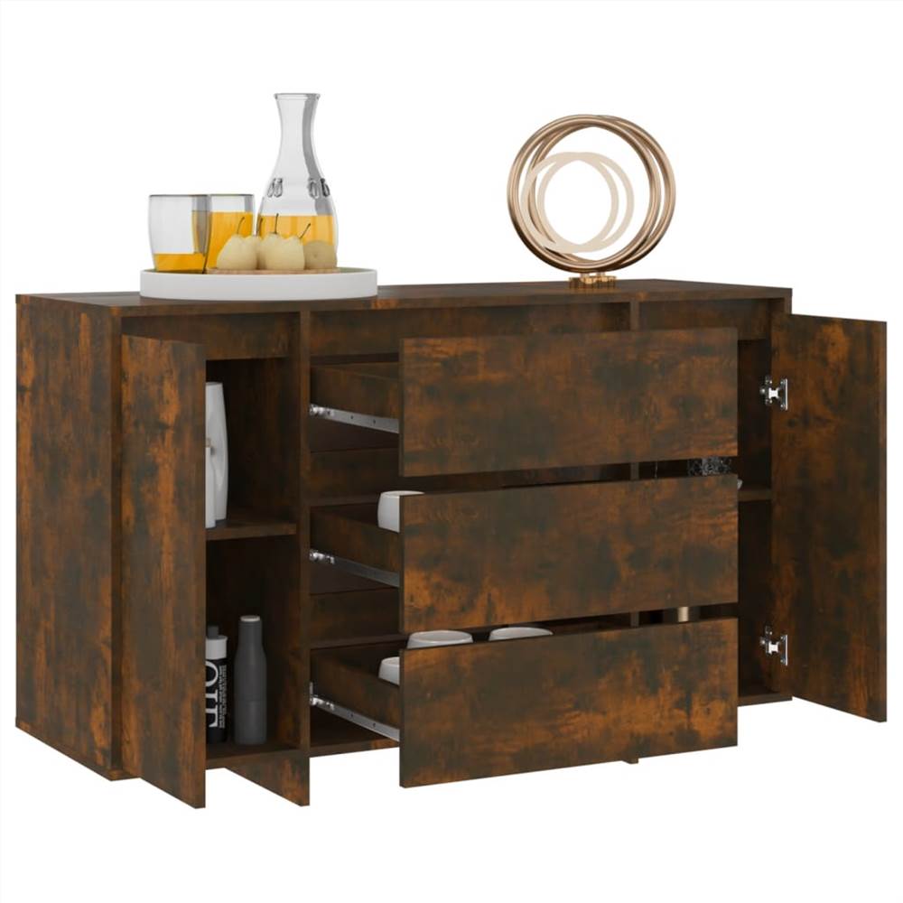Sideboard with 3 Drawers Smoked Oak 120x41x75 cm Chipboard