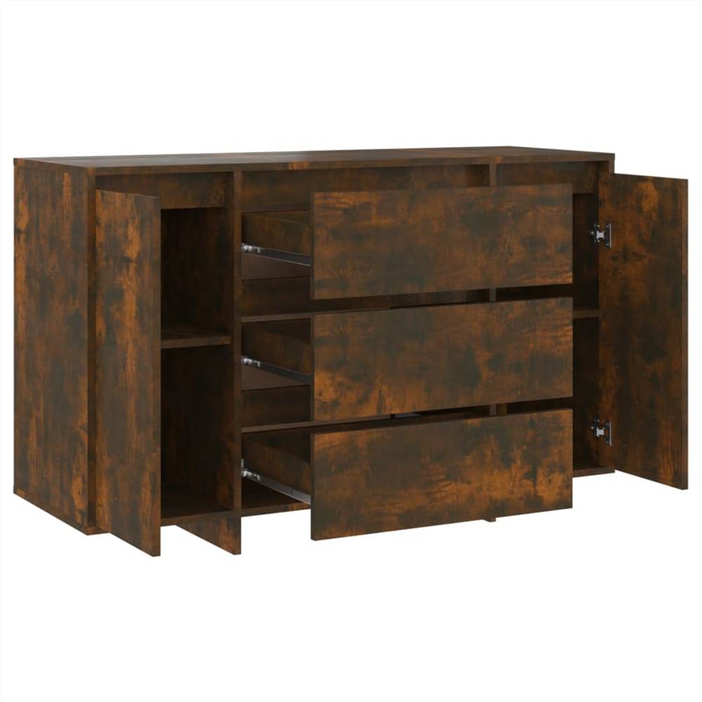 Sideboard with 3 Drawers Smoked Oak 120x41x75 cm Chipboard