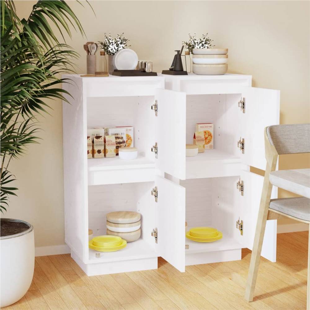 Sideboards 2 pcs White 31.5x34x75 cm Solid Wood Pine