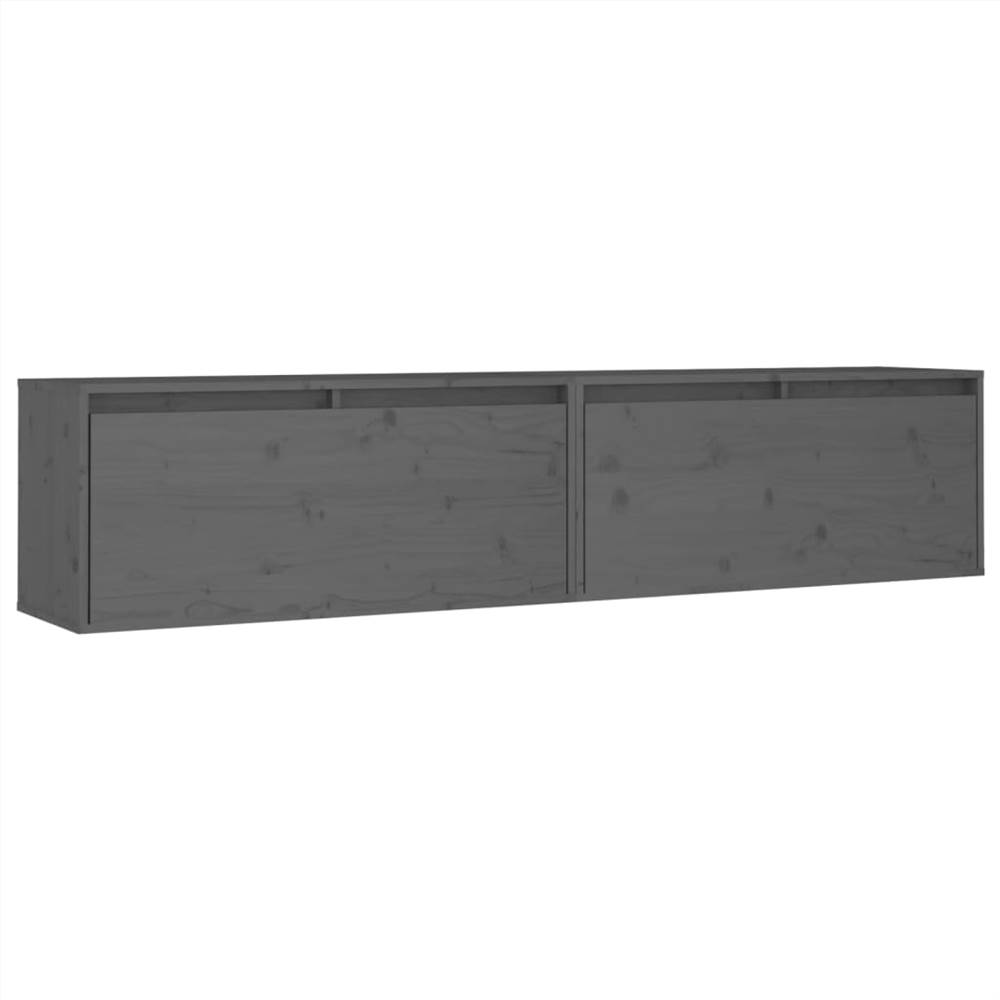 Wall Cabinets 2 pcs Grey 80x30x35 cm Solid Wood Pine